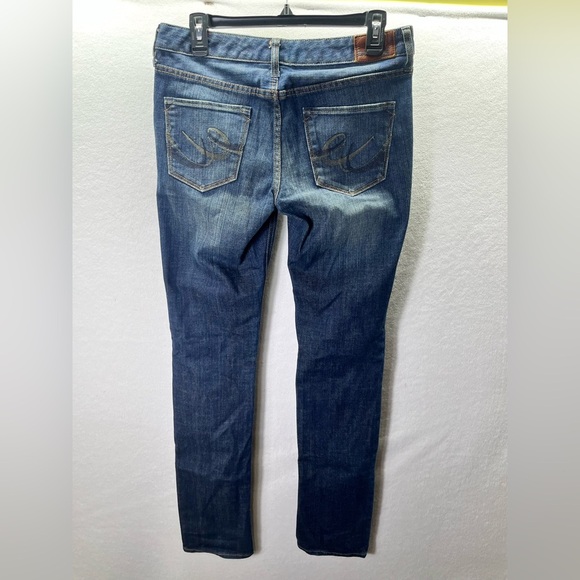 Express Jeans Stella Skinny Leg Jeans Womens 4 Long Blue Denim Darkwash 2539 - Picture 10 of 12